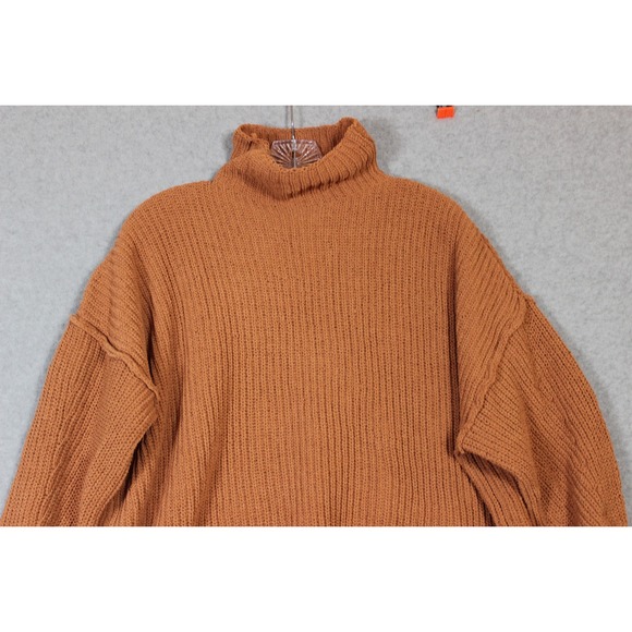 Aerie Oversized Turtleneck‎ Ribbed Knit Sweater Rust Orange XS TP - Picture 2 of 6
